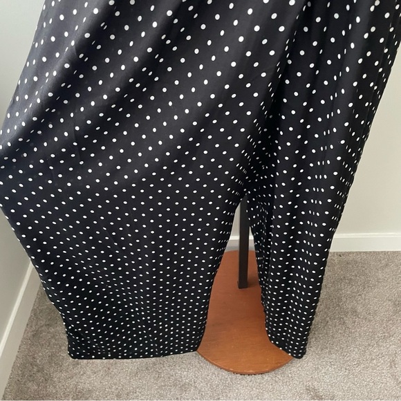 Vintage Blouseworks Polka Dot Wide Leg Jumpsuit Double Breasted Black White Plus - Picture 5 of 12